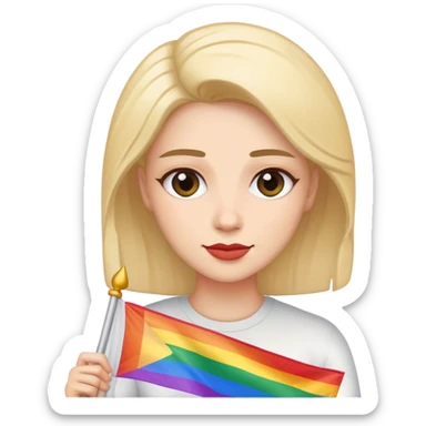 woman with lgbt flag sticker