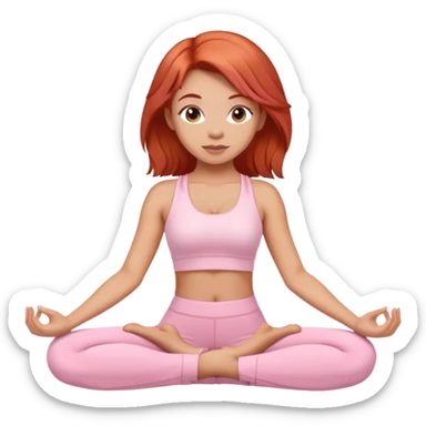 red headed yoga girl light pink clothes  sticker