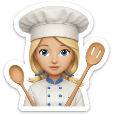 Sexy Long Blonde hair blue eyed female chef sticker
