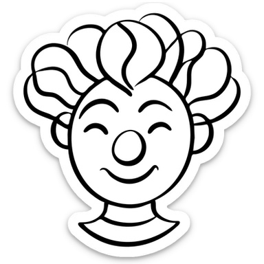 circus clown face with red nose, colorful hair, and painted smile sticker