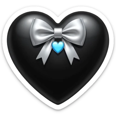 glossy black heart with a silver bow with heart pattern on the bow sticker