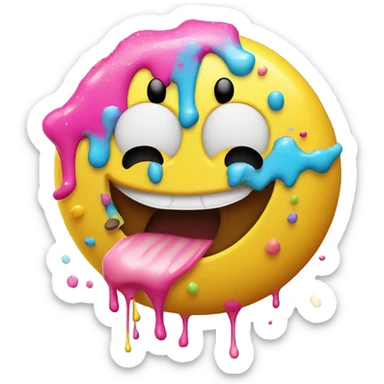 Yellow smiley face with tongue out and icing on it’s face sticker