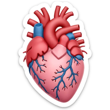 Anatomical heart, soft pink color from reference, light, iOS emoji style sticker