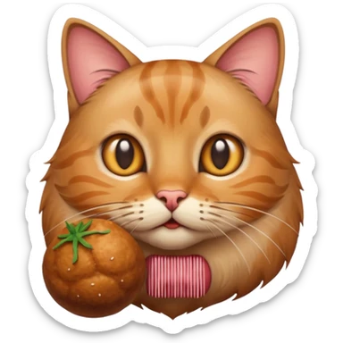 Katze mit einer großen Frikadelle sticker
