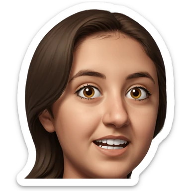 brown haired girl with meme sticker