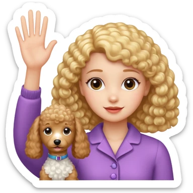 Poodle And girl say goodbye sticker