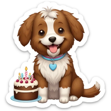 Doodle dog with cake sticker