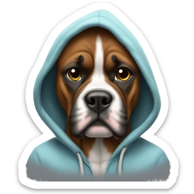 Boxer wearing hoodie sticker