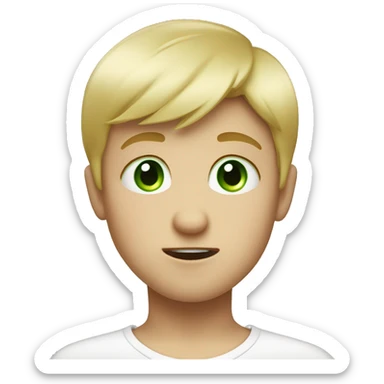  A Little boy with short blond hair and Green eyes, always hangry  sticker