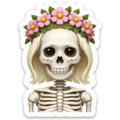 skeleton with flower crown sticker