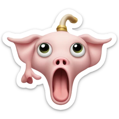 A horn honking with a surprised face and pig feet  sticker