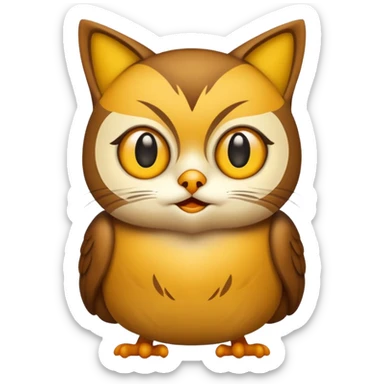Buho gato amarillo marron sticker