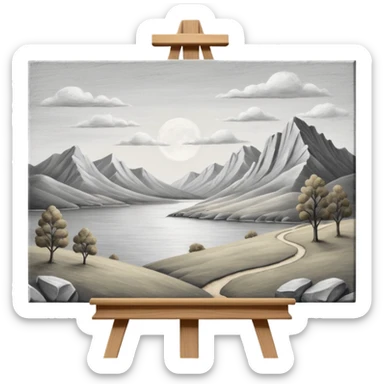 Canvas with pencil sketch,canvas on easel sticker