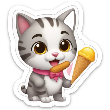um gato comendo um sorvete dançando macarena comprando bitinino em cima de um cachorro sticker