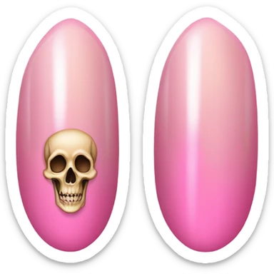 almond shape pink french tip nails skeleton hand  sticker