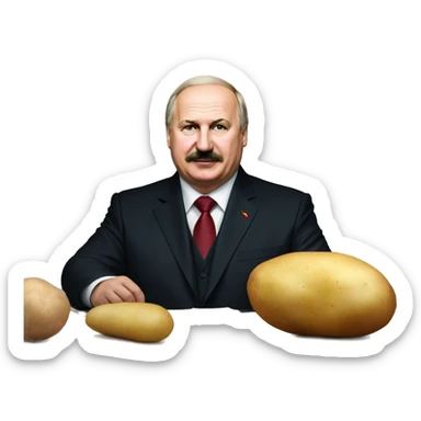 Photorealistic Belarus president Lukashenko with potato in right hand sticker