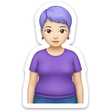 mujer mayor un poco gorda pelo azul o morado pixie cut barriobajera sticker