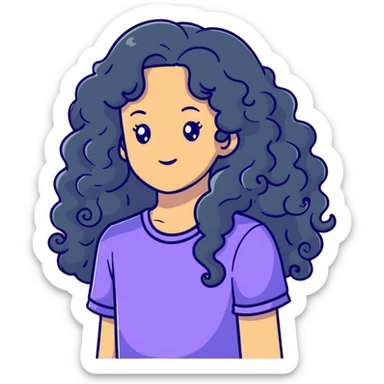 pretty black girl with long curly hair sticker
