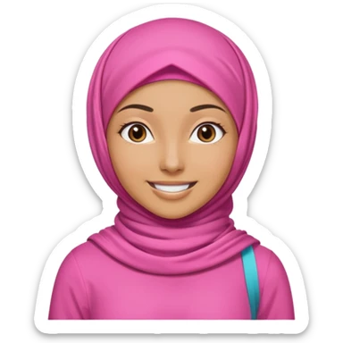 tan skin, hijabi young women in pink hijab, going for walk in active wear clothing sticker