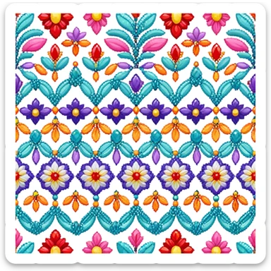 Create an icon that represents the hobby of beadwork. The design should feature colorful beads or a beadwork pattern. The icon should be clear, simple, and visually striking, with vibrant colors that reflect the artistic and creative nature of the hobby. The background should be transparent. sticker