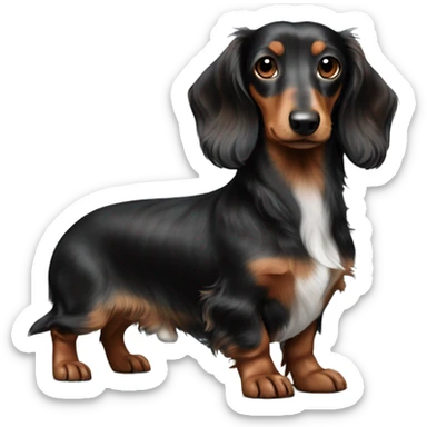 Black & brown Merle long haired Dachshund full body sticker