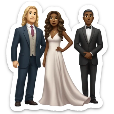 Beautiful woman and two men sticker