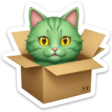green cat in box sticker
