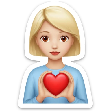 prayer girl blond hair red heart in her hands sticker