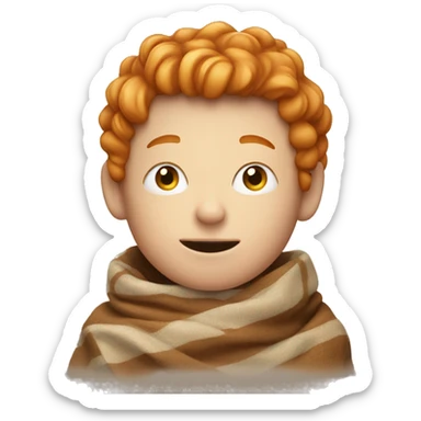 Ginger boy smoking with a blanket around him  sticker