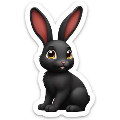 Lapin noir avec des cœur dans les yeux  sticker