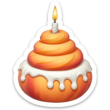 Peach covered with whipped cream and a birthday candle on it sticker
