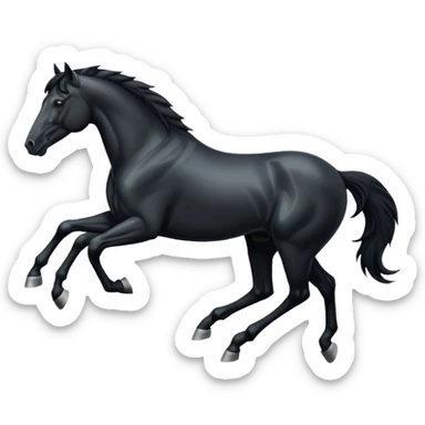 A black horse running emoji  sticker