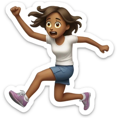 Girl falling while running sticker