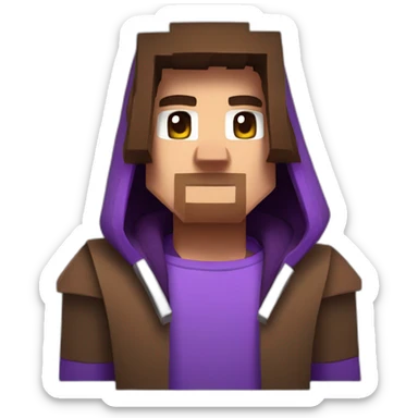 Minecraft skin with brown hair and a purple hoodie with a g on it sticker