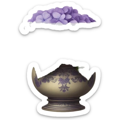 Purple Hydrangeas in vintage vase sticker