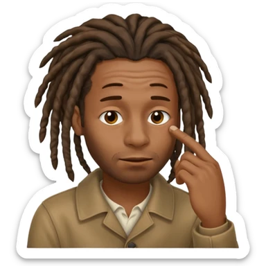 Black man with dreads wiping his nose with index finger sticker