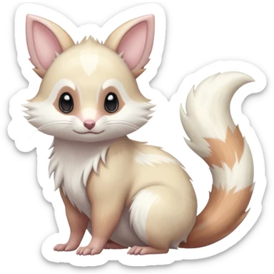 White Silvery Light Grey Pastel Albino Furret-Linoone-Eevee-fusion sticker
