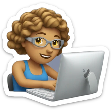 woman working on a computer with waves all around her sticker