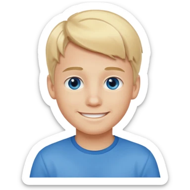 A smiling boy with blonde hair sticker