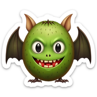 Kiwi fruit with vampire face and bat wings  sticker