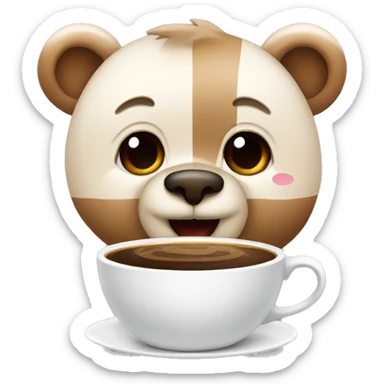 cute bear eith coffee sticker