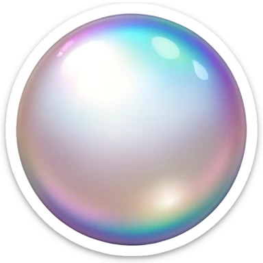 Round pearl gemstone with shimmering iridescent surface sticker