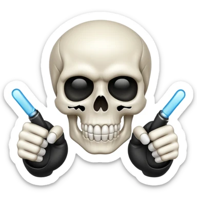 Skull doing finger guns sticker