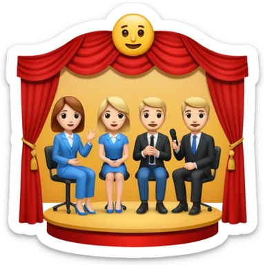interview, three people, on stage sticker