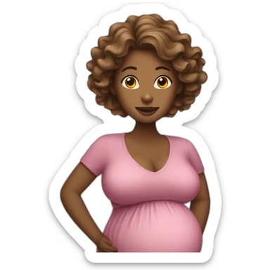 Wavy hair pregnant woman sticker