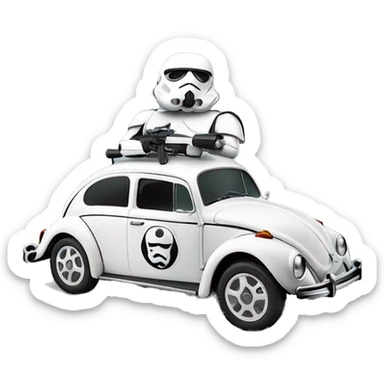  Side view 1956 Volkswagen bug First Order Storm Trooper sticker
