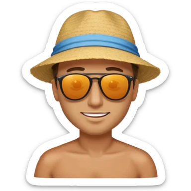 A man suntanning at the beach  sticker