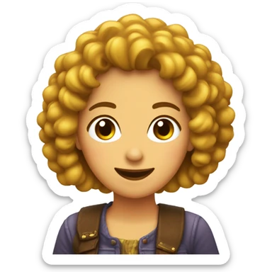 Mujer pelo rizado con una cerveza  sticker