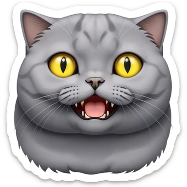 scottish fold british shorthair mix gray cat hissing sticker