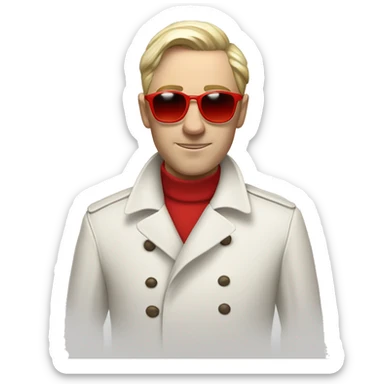 <excerpt>
A white man with real short hair, donning red tinted sun glasses in a white trench coat, is an alchemist.
</excerpt> sticker